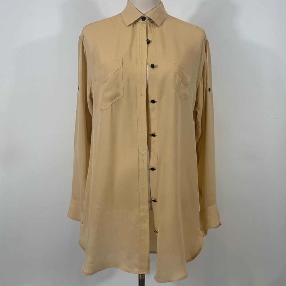 Rag & Bone Peach Silk Button-Up Shirt